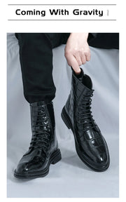 Men Fashionable Pointed Leather Chelsea Boots Versatile British Style Business High Top Casual Boots Men Street Motorcycle Boots