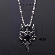 1 Gothic Style Women's Ancient Silver-color Evil Dragon Gem Pendant Necklace Personalized Fashion Street Sweater Chain Jewelry