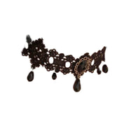 Gothic Black Choker Necklace Womens Crystal Tassel Sexy Lace Choker Soft Collar Chain Necklace Halloween Jewelry Y2k Jewelry