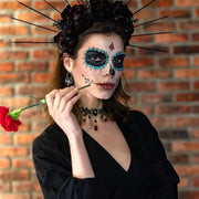 Gothic Black Choker Necklace for Women Vintage Goth Velvet Lace Collar Crystal Pendent Necklace Halloween Cosplay Party Jewelry