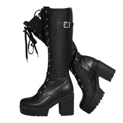 High Knee Boots For Women Heel Foreign Trade Chunky Heeled Thigh High Leather Boots Knee High Snow Boots