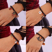 Gothic Pumpkin Pendant Bracelets Zinc Alloy Crystal Halloween Hand Chain Resin Elastic Crystal Beaded Bracelet Accessories