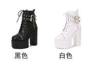 14CM Ankle Knight Boots High Heels Shoes For Nightclub Thick Heel Platform Boots Cool Black Punk Girls Footwear High Quality
