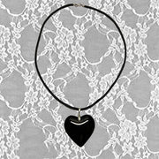 Gothic Wine Red Glass Crystal Big Heart Necklace Y2K Grunge Punk Puffy Heart Cord Rope Chain Pendant Necklace Women Girls Gift
