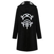 Gothic Punk Moon Printed Fashioanble Hooded Black Cardigan Thin Causal Soft Irregural Coat Cosplay Costumes