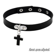 Pink Gothic Chain Necklace Leather Choker Party Punk Chokers Collar Goth Necklaces Women Black PU Kawaii Witch Rave Jewelry