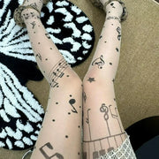 Gothic Music Notes Print Tights for Women Personalized Stocking Thin High Elasticity Black Skin Leggings Spicy Girls Y2K Hosiery