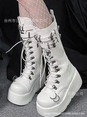 Gothic Style Women's Boots Trendy Women's Motorcycle Boots Platform Vampire Cosplay Women Mid-calf Boots 2025 New Women's Shoes