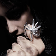 Gothic Irregular Spider Webs Animal Rings Punk Crystal Ball Zircon Ring Hip Hop Cool Open Rings for Women Halloween Jewelry