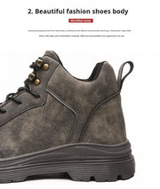 Men's High-top Boots in Solid Color Retro Style Fashionable Flat and Durable Handcrafted All-season Outdoor Work Boots