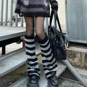 Gothic Women's Striped Leg Warmers Lolita Long Socks Knitted Leggings Japanese Sweets Winter girl Socks Kawaii Arm Ankle Warmers