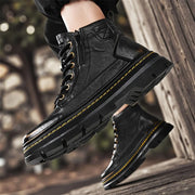 Men's High Top Boots Are Fashionable and Versatile Easy To Match with Lightweight and Non Slip British Style Men's Casual Shoes