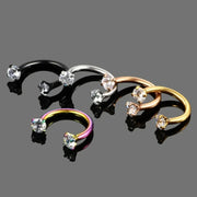 1PC Stainless Steel Crystal Hoop Ring Piercing Nose Ear belly Rings Women Men Cartilage Helix Earrings Daith Piercing Jewelry