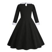 Gothic Black Dress Halloween Costume for Girls 2025 Party Ball Gown Children Cosplay Adams Family Vestido