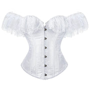 Gothic Women Off Shoulder Corset with Lace Sleeves Elegant Victorian Showgirl Party Costume Sexy Plus Size Corsets