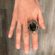 Gothic Punk Style Men's Gems Stone Rings for Men Women Open Adjustable Rings Engagement Wedding Jewelry Gifts Accessories