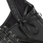 Women Gothic Corset Top Crop Bustier with Straps Faux Leather Push Up Bodice Sexy Party Short Camis Streetwear