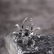 Gothic Dark Spider Necklace Bracelet Ring for Women Exaggerated Black Crystal Spider Halloween Accessories Jewelry Party Gifts