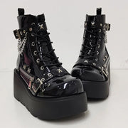 New Gothic Style Platform Vampire Cosplay Women Mid-calf Boots 2024 Winter Wedges Comfy Women Motorcycle Boots Shoes