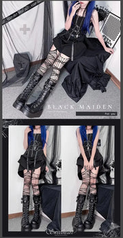 Motorcycle Boots Platform Boots For Women Wedges Knee High Black Lace Up Fashion Goth Gothic Boots Punk Shoes Girls Winter 2023