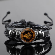 Freemasonry Design Vintage Leather Rope Bracelet Art Multilayer Braided Bracelets Bangles Handmade Charm Jewelry Gift