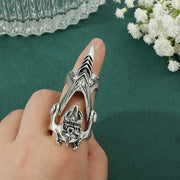 Gothic Punk Ring Rock Scroll Joint Armor Knuckle Metal Full Finger Claw Rings Halloween Unisex Adjustable Ring Vintage Jewelry
