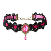 Gothic Black Lace Necklace Collar Choker Velvet Crystal Vintage Gothic Chain Pendant Woven Necklace Collarbone Chain