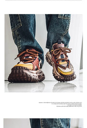 Gothic Style Trend Men Chunky Sneakers Street Fashion Men's Sports Shoes Comfortable Low Cut Casual Sneakers Male Heighten Shoes