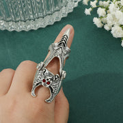 Gothic Punk Ring Rock Scroll Joint Armor Knuckle Metal Full Finger Claw Rings Halloween Unisex Adjustable Ring Vintage Jewelry