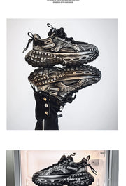 Gothic Style Trend Men Chunky Sneakers Street Fashion Men's Sports Shoes Comfortable Low Cut Casual Sneakers Male Heighten Shoes