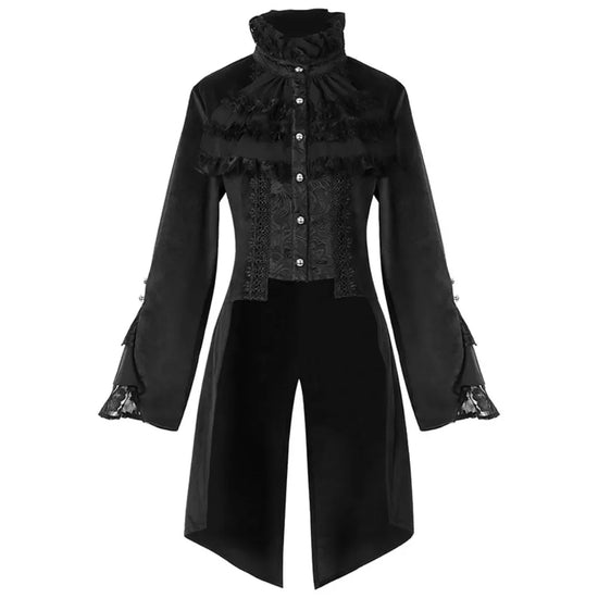 Gothic Women's Mid-Length Coat - Autumn/Winter Stylish Slim Trench Coat Dark-Style Stand-Collar Court Tailcoat