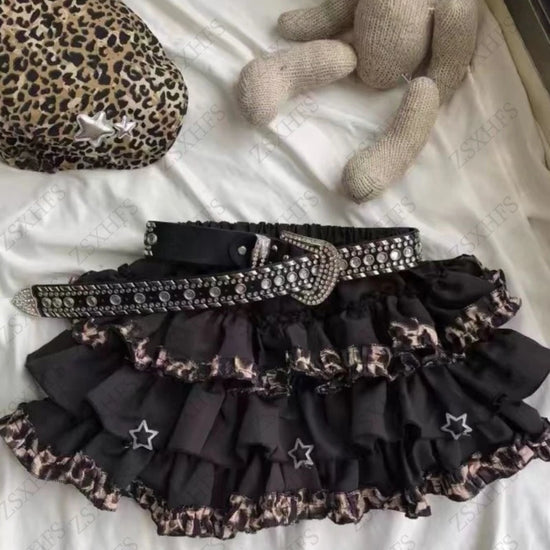 Gothic Skirt Women Clothing Sexy leopard A-Line Vintage Streetwear Sweet Girl Tutu Aesthetic Punk Mini Skrits Grunge Kpop Skirts