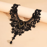 Fashion New Vintage Gem Black Lace Bead Necklace Gothic Steampunk Style Stonego Gothic Collar Necklace Pendant