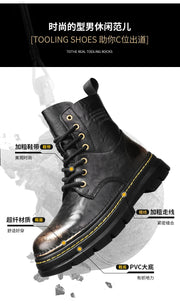 Men's Ankle Boots, Retro British High-top Men's Boots, High-quality Leather Shoes, 2025 New Style Outdoor Men's Motorcycle Boots