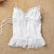 Elastic Gothic Lace Tutu Skirt Women Black Mesh Detail Petticoat Sexy Mini Tulle Skirts Party Club Wear Dancer