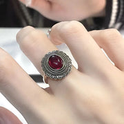 Gothic Red Rose Adjustable Hollow Rings for Women Witch Pagan Vintage Creative Halloween Cool Girl Gift Jewelry