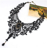 Gothic Crystal Tasse Lace Choker Necklaces Victorian Black Lace Necklace for Women Girl  Punk Dark Jewelry Collares Para Mujer