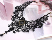 Gothic Crystal Tasse Lace Choker Necklaces Victorian Black Lace Necklace for Women Girl  Punk Dark Jewelry Collares Para Mujer
