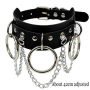 Pink Gothic Chain Necklace Leather Choker Party Punk Chokers Collar Goth Necklaces Women Black PU Kawaii Witch Rave Jewelry
