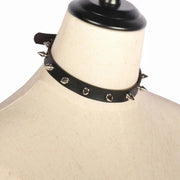 Black PU Leather Choker Necklace For Women Men Cool Punk Gothic Spike Biker Choker PU Leather Collar Studded Rock Necklace D4X5