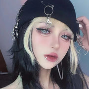 1Lot Goth Fake Lip Piercing Chain Ear Piercing Anime Cosplay Prop Jewelry Stainless Steel Ear Hoop Clip No Pierced Punk Harajuku