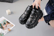 New Arrival Dark Gothic Dad Shoes | Heavy - Metal Punk Thick - Soled Women's Boots