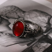 Gothic Red Rose Adjustable Hollow Rings for Women Witch Pagan Vintage Creative Halloween Cool Girl Gift Jewelry