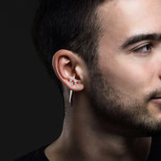 Gothic Kinitial Sword Earrings Vintage Cool Punk Crystal Ear Jacket Goth Dagger Earrings Jewelry Gift For Men Rock Anniversary