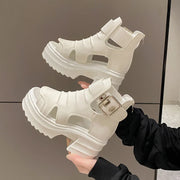 Comemore Gothic Platform Sandals Women Summer Wedges Peep Toe Gladiator Shoes Woman Thick Bottom 8cm High Heels Sandalias Mujer