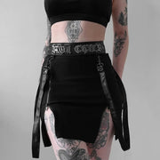 Y2k Skirt Dark Double Zipper Bag Hip Split Gothic Design Tight Skirt Harajuku Black Gothic Bag Hip Skirt Kawaii Vintage