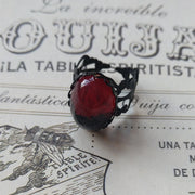 Gothic Red Rose Adjustable Hollow Rings for Women Witch Pagan Vintage Creative Halloween Cool Girl Gift Jewelry