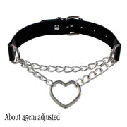 Pink Gothic Chain Necklace Leather Choker Party Punk Chokers Collar Goth Necklaces Women Black PU Kawaii Witch Rave Jewelry