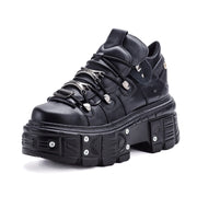 New Arrival Dark Gothic Dad Shoes | Heavy - Metal Punk Thick - Soled Women's Boots