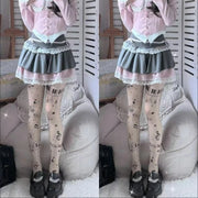 Gothic Music Notes Print Tights for Women Personalized Stocking Thin High Elasticity Black Skin Leggings Spicy Girls Y2K Hosiery